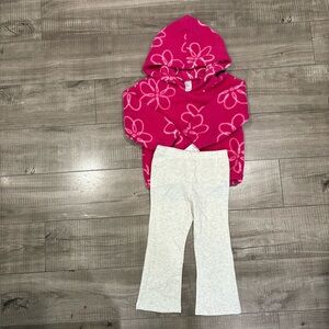 Carter's Pink Floral Hoodie and Gray Pants Set